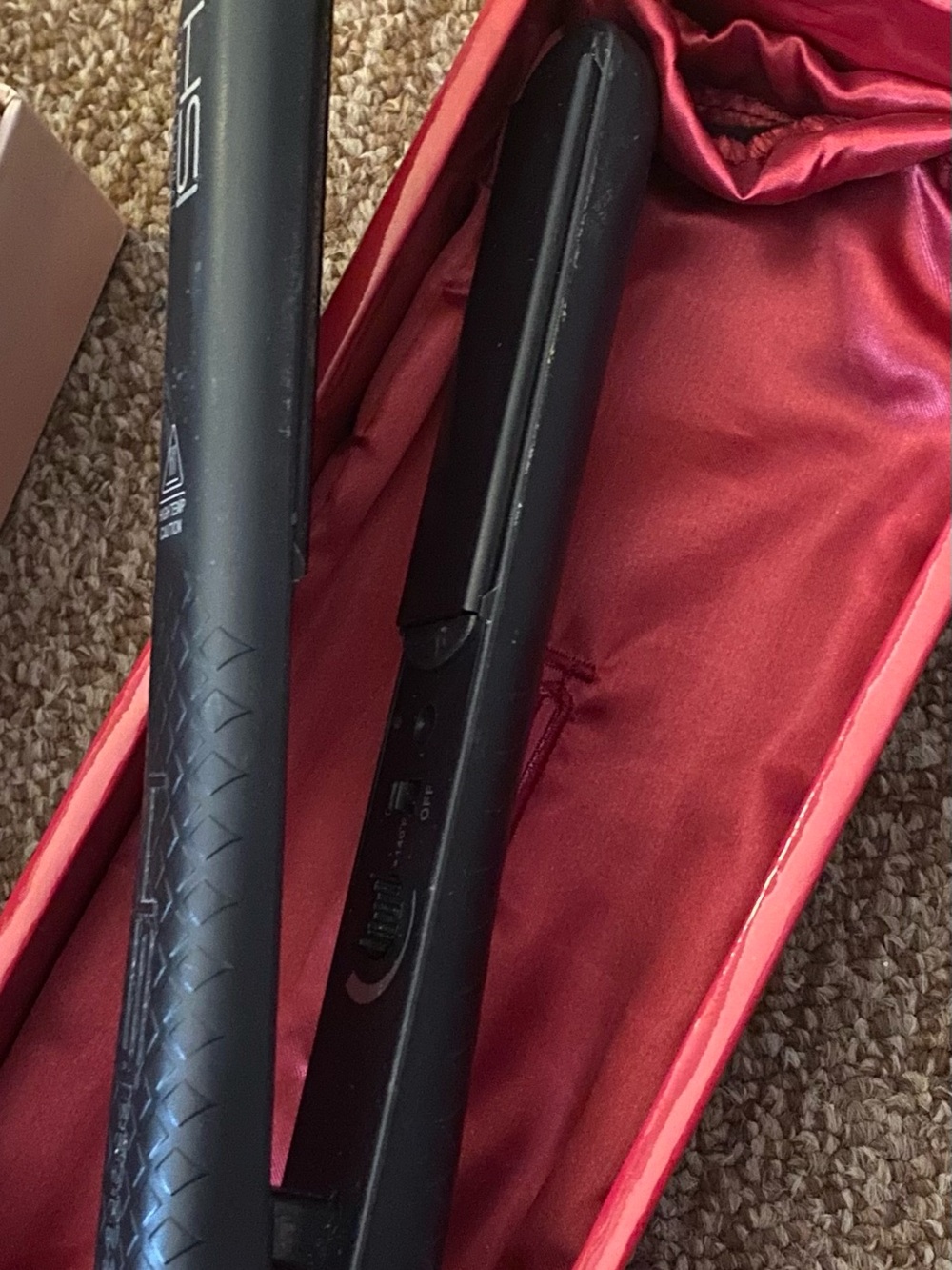 Black Hair Straightener Flat Iron with Red Storage Case